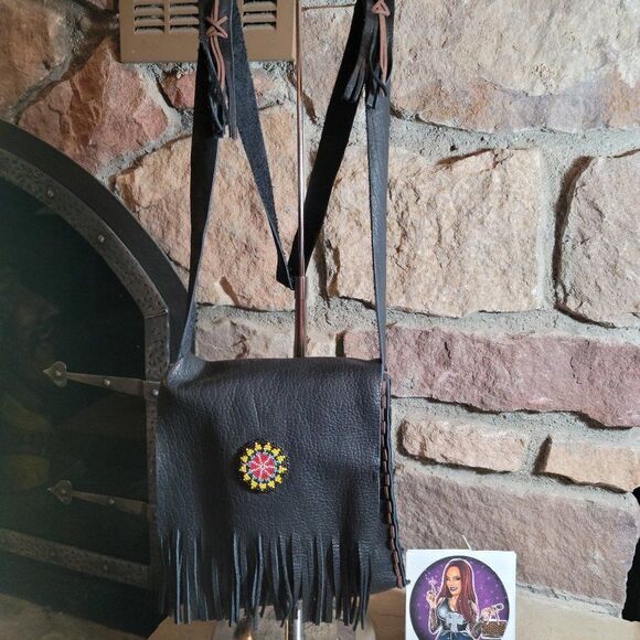 🔷️HOLD Genuine Bison Hide Crossbody Purse Bag Handmade by Native Americans BNA4 - Picture 1 of 10